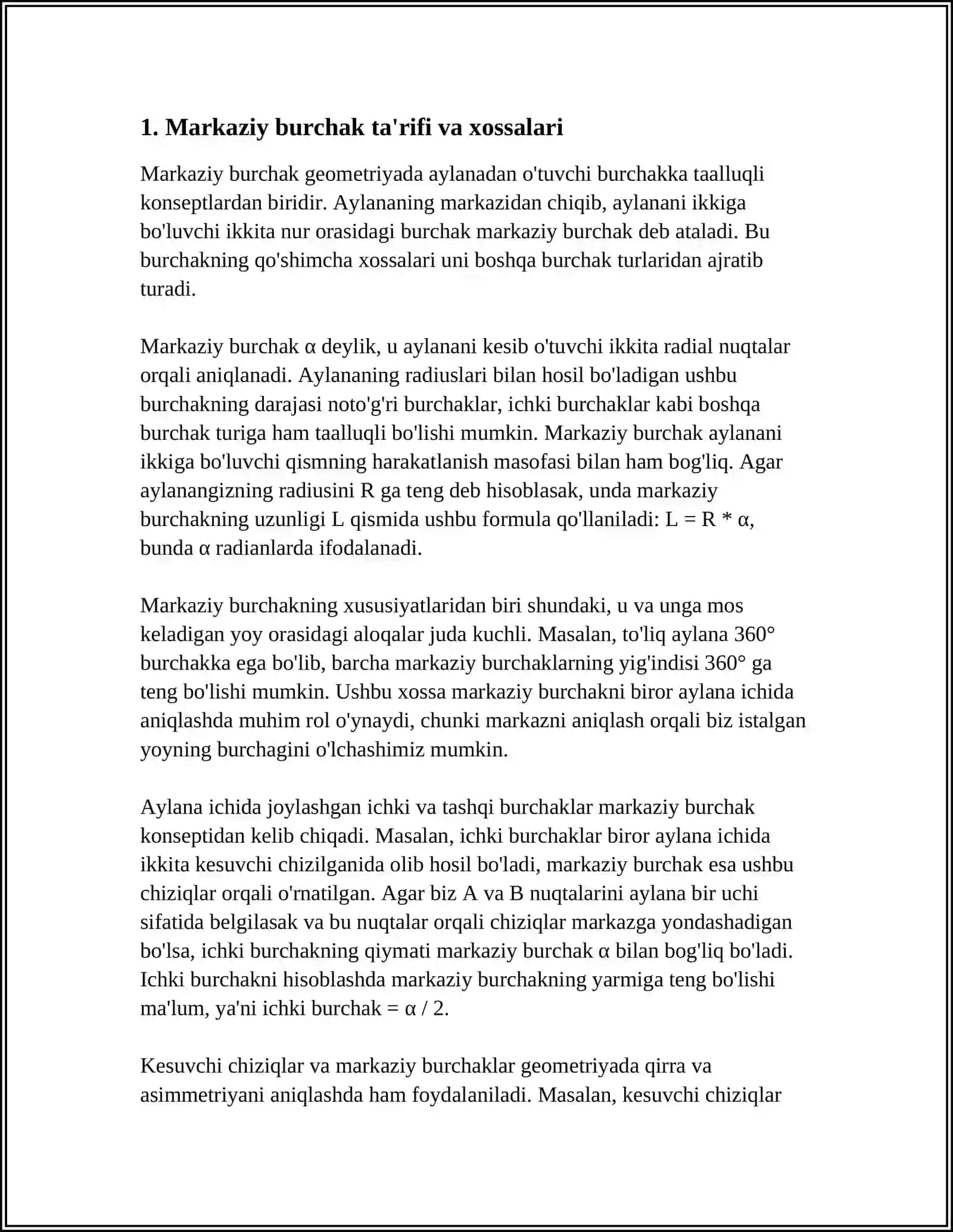 MARKAZIY VA ICHKI BURCHAKLAR URINIMA VA KESUVCHI 3
