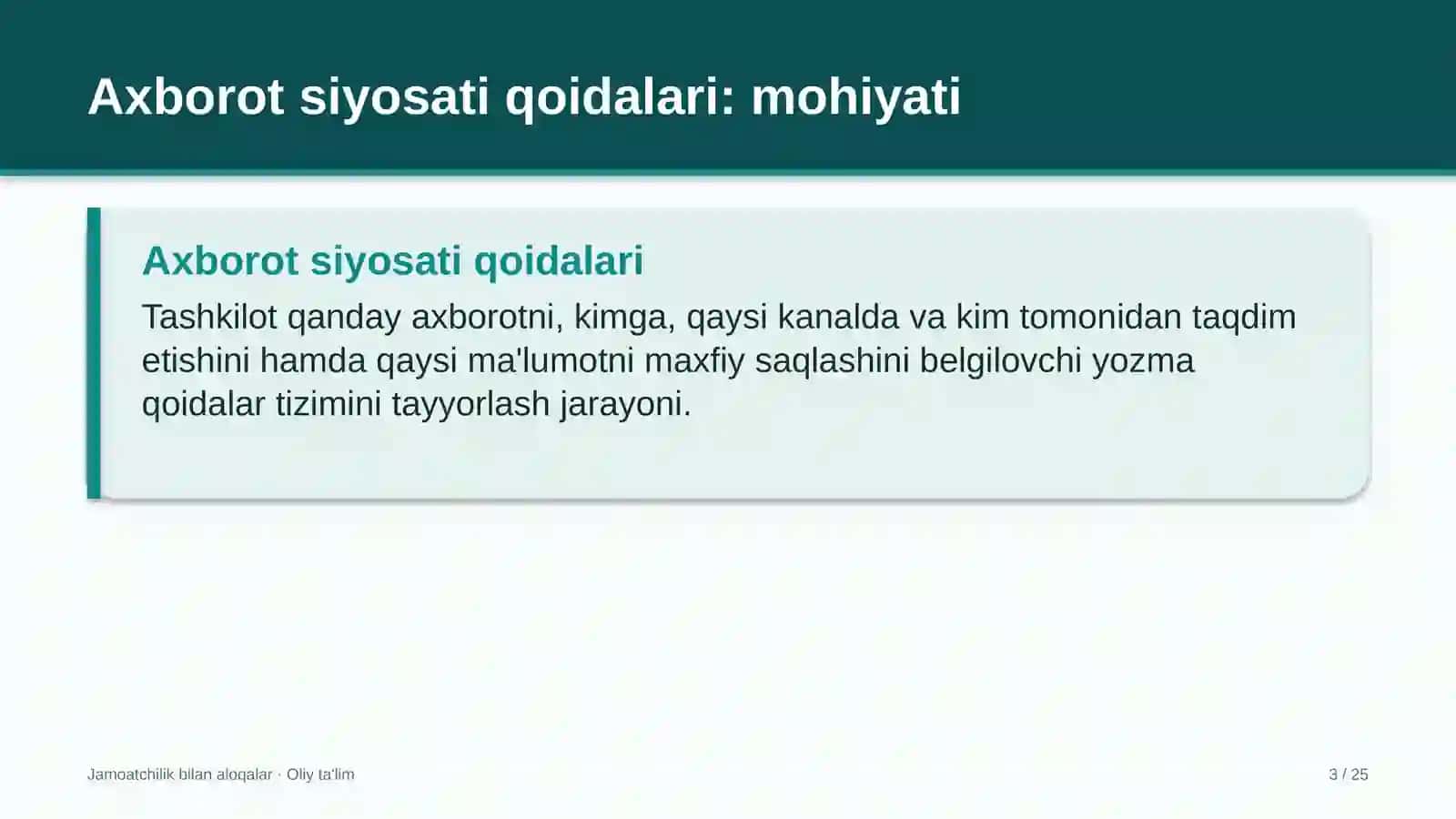 filarmoniyalarda axborot siyosati qoidalarini ishlab chiqish 8766 3