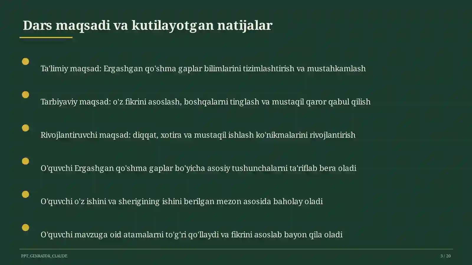Ergashgan qo'shma gaplar (9-sinf) 3