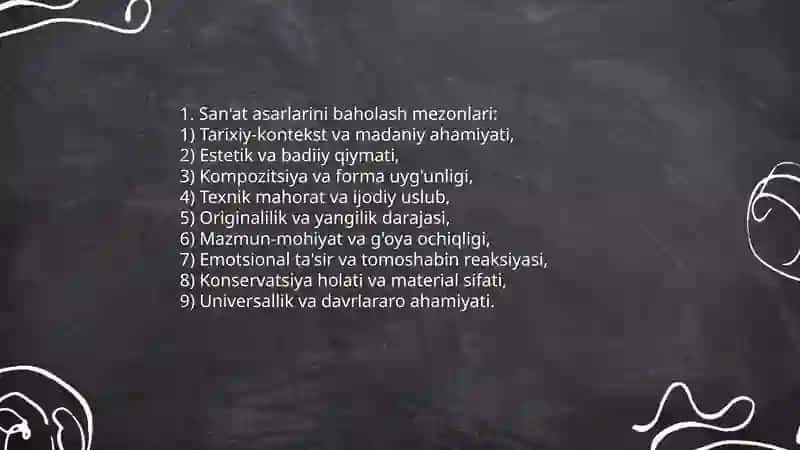 San'at asarlarni baholash 3