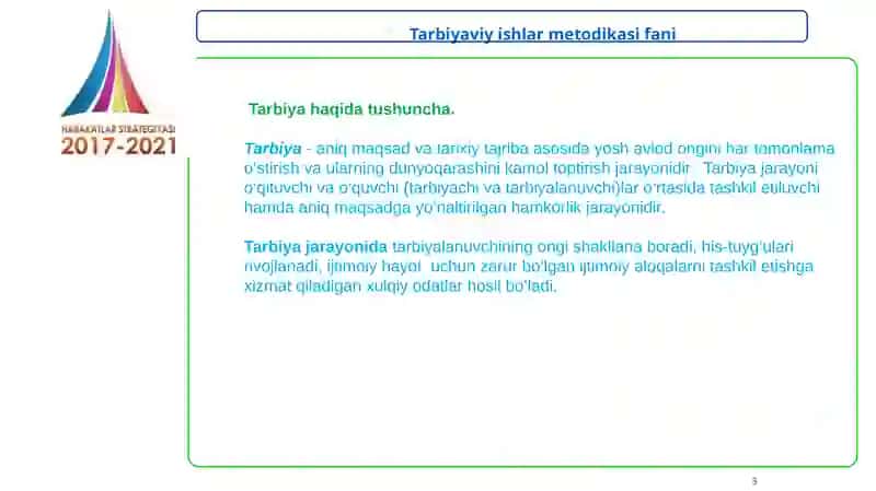 Tarbiyaviyishlarmetodikasifani 3