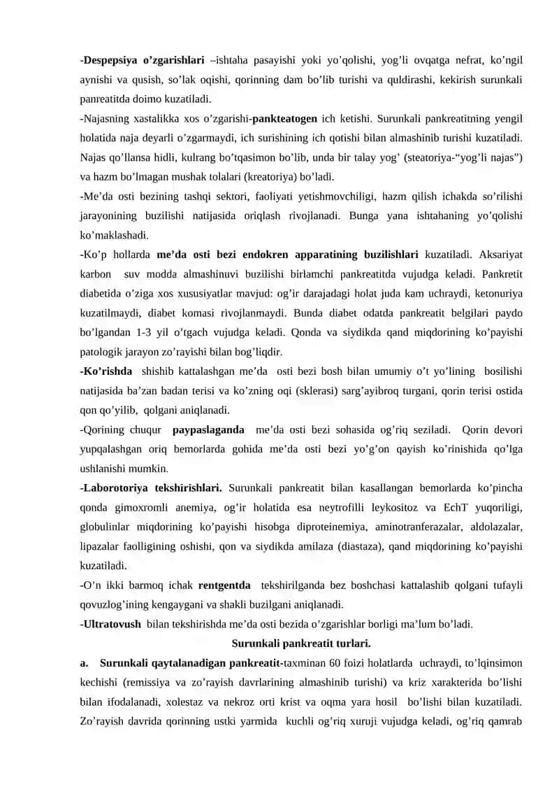 Surunkali-pankreatit va gastrit kasalliklarining asosiy belgilari 3