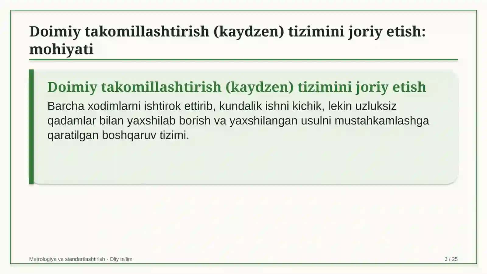 tog' kon sanoatida doimiy takomillashtirish kaydzen tizimini joriy etish 3004 3