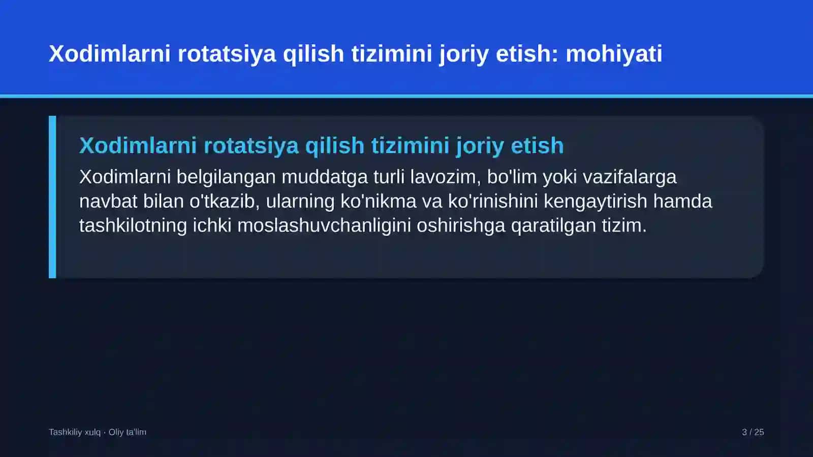 yo'l qurilishida xodimlarni rotatsiya qilish tizimini joriy etish 6232 3