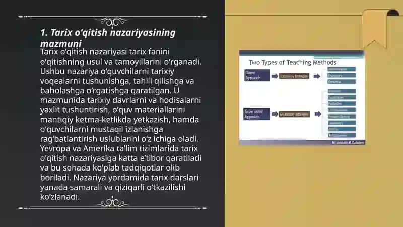 Tarix oʻqitish nazariyasi va metodikasining predmeti maqsad va vazifalari 3