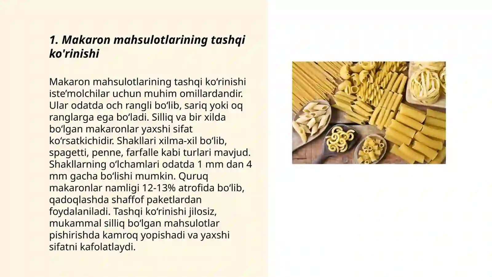 Makaron mahsulotlarining sifati organoleptik ko‘rsatkichlar by Турғунова Насиба 3