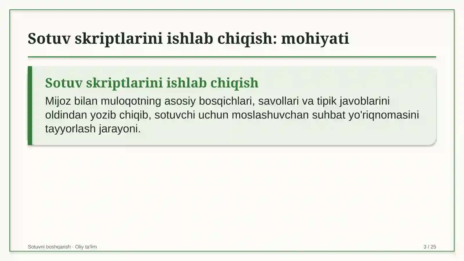 Tibbiy sug'urta tizimida sotuv skriptlarini ishlab chiqish 3