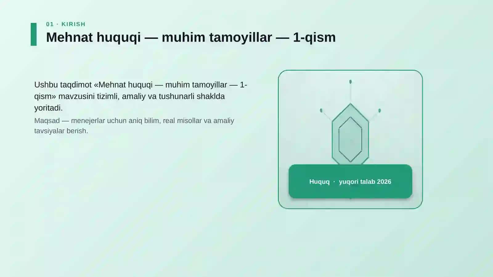 Mehnat huquqi — muhim tamoyillar — 1-qism 3