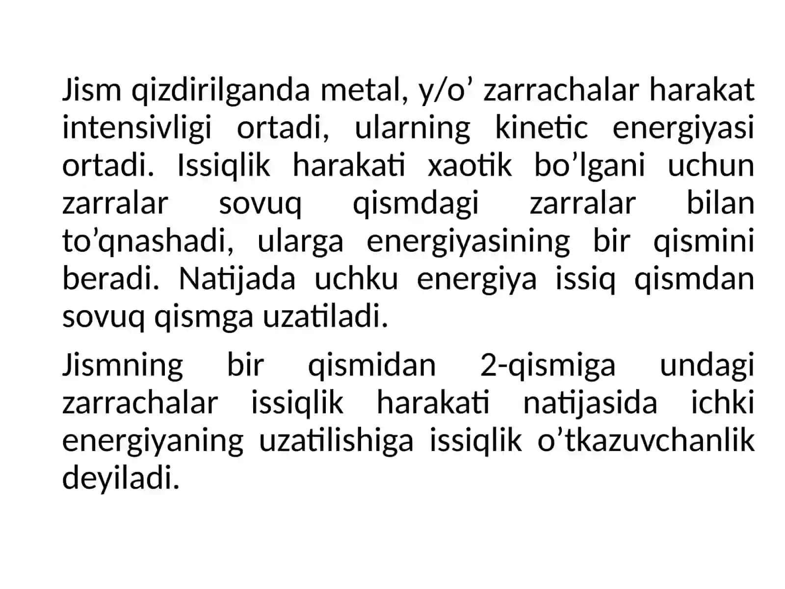 ISSIQLIK O’TKAZUVCHANLIK 3