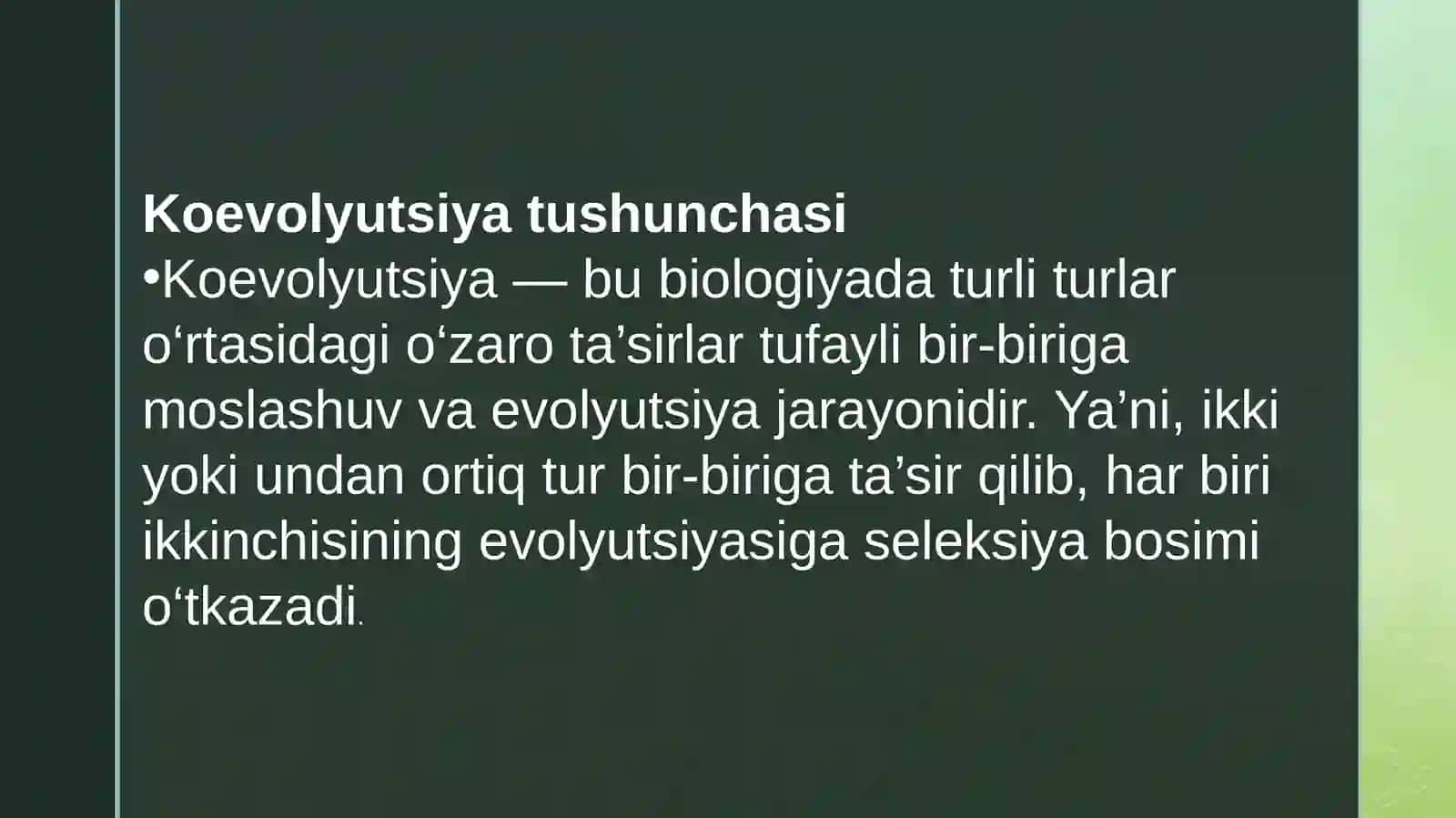 Koevolyutsiya va invayronmentalizm 3