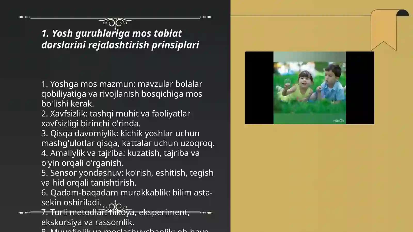 Turli yosh guruhlarida tabiat bilan tanishtirish mashgʻulotlarini oʻtkazish ularga rahbarlik qilish 3