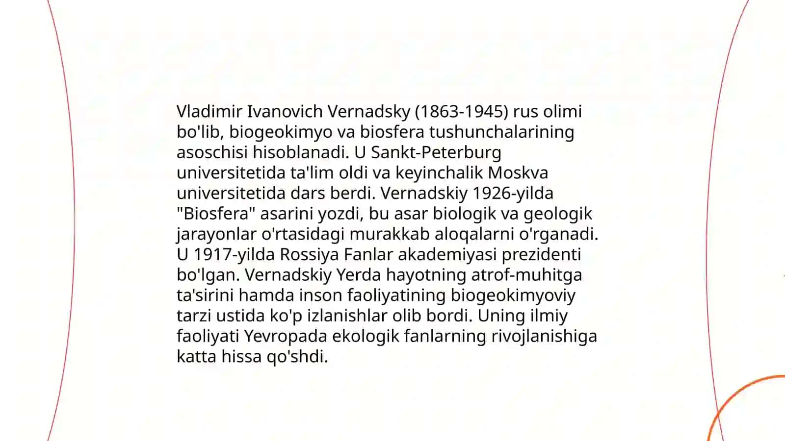 Odam va biosfera, noosfera haqidagi V.I.Vernadskiyning o'rganishlari 3