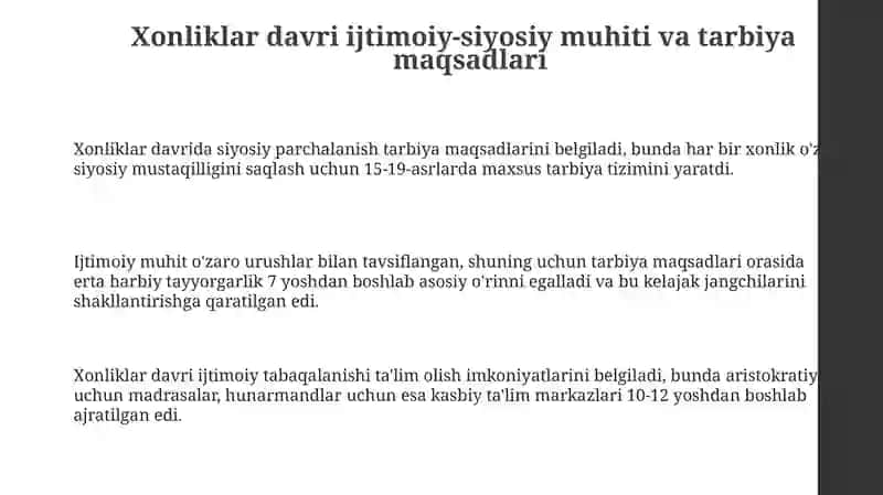 Xonliklar davridagi ijtimoiy siyosiy muhitnig tarbiya ta'siri 3