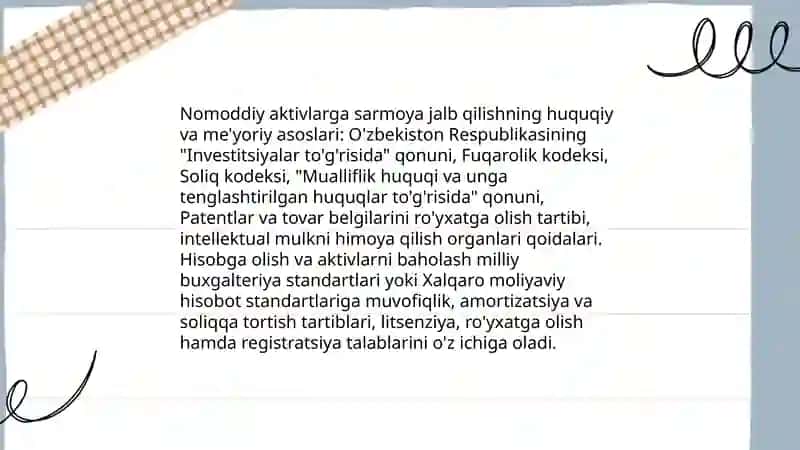 Nomoddiy aktivlarga safarbar etiladigan investitsiyalarni moliyalashtirish 3
