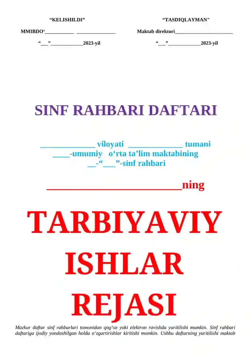 Sinf raxbari daftari 3