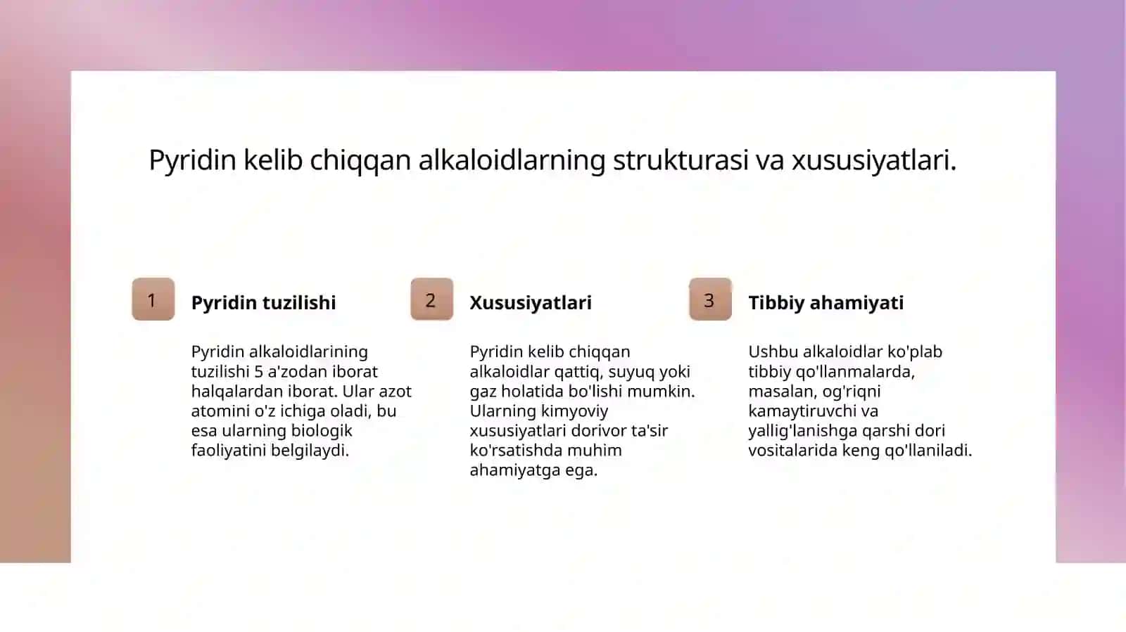 Tarkibida pridin unumiga kiruvchi alkaloidlar bòlgan dorivor òsimliklar 3
