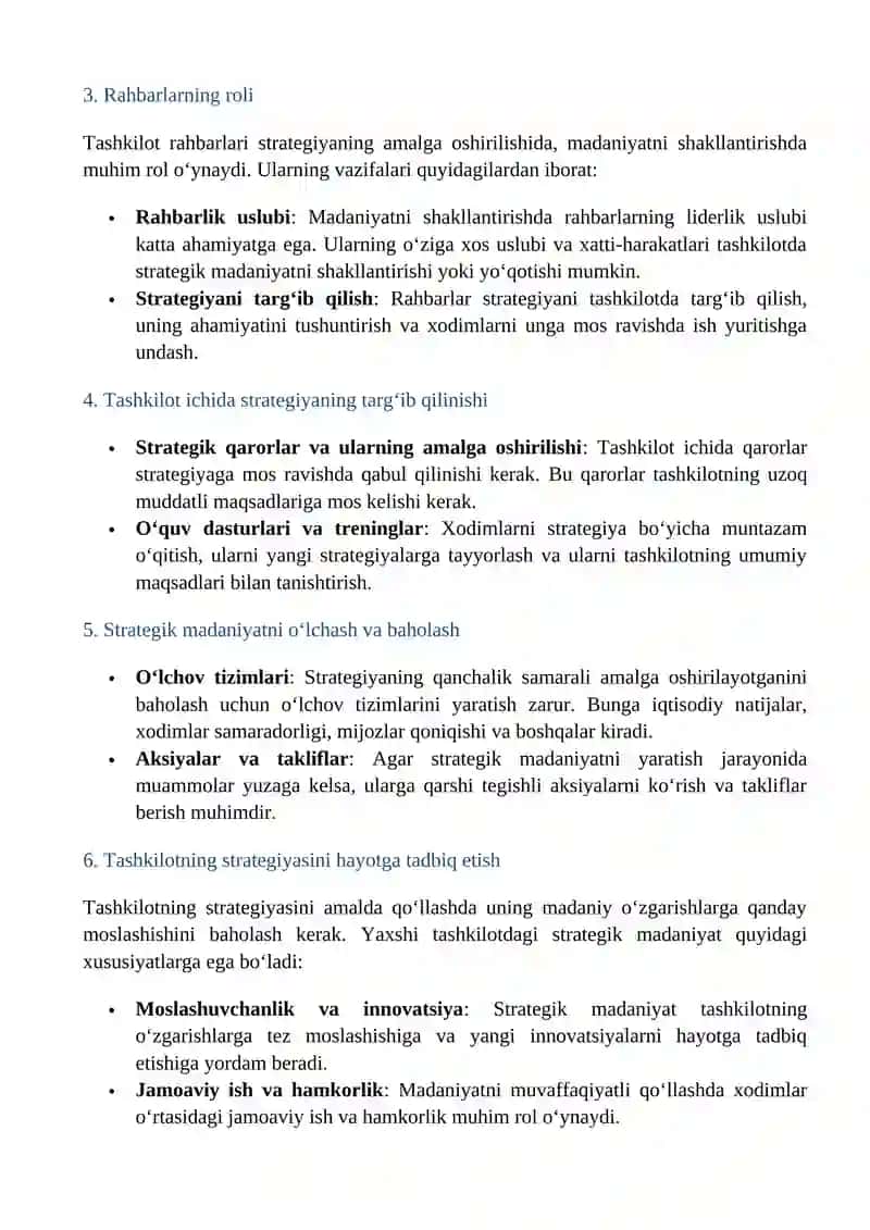 Strategiyani qo’llab-quvvatlaydigan madaniyatni shakllantirish 3