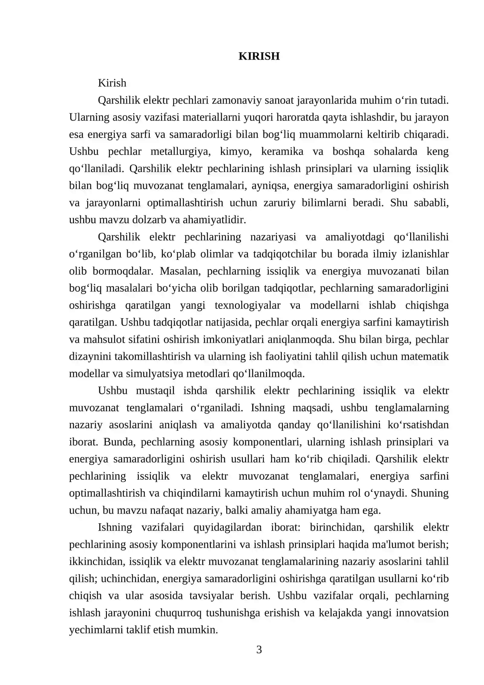Qarshilik elektr pechlarinig issiqlik va elektr muvozanat tenglamalari 3
