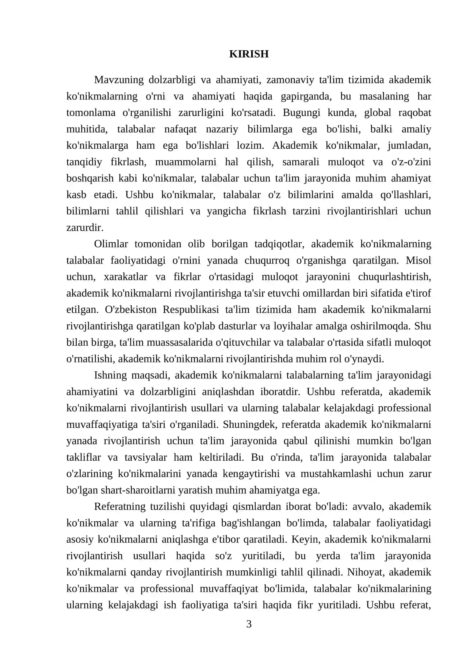 Akademik ko'nikmalarning talabalar faoliyatidagi ahamiyati va dolzarbligi 3