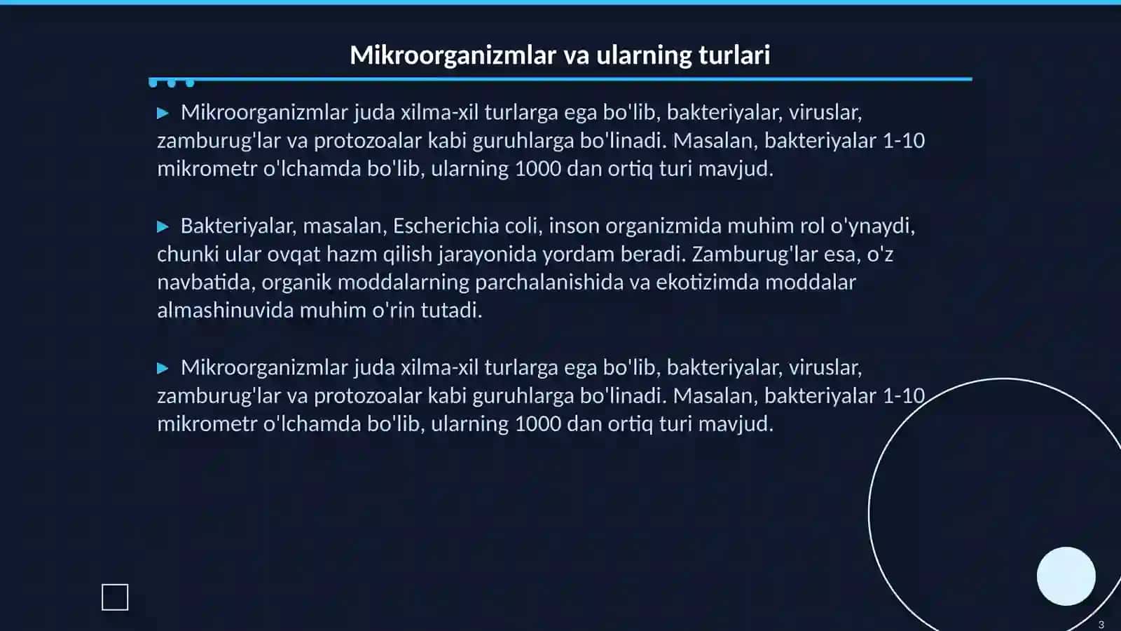 Mikroorganizmlarning moddalar almashinuvidagi roli 3