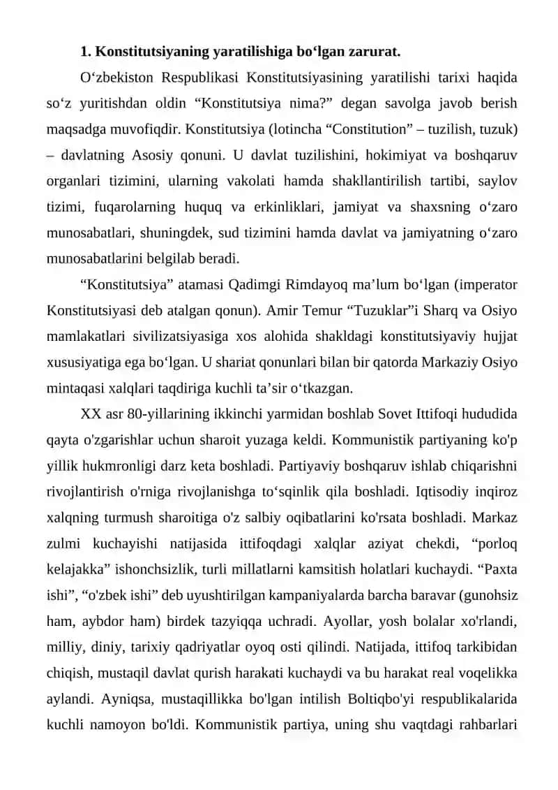 O'zbekiston Respublikasi Konstitutsiyasi yaratilish tarixi 3