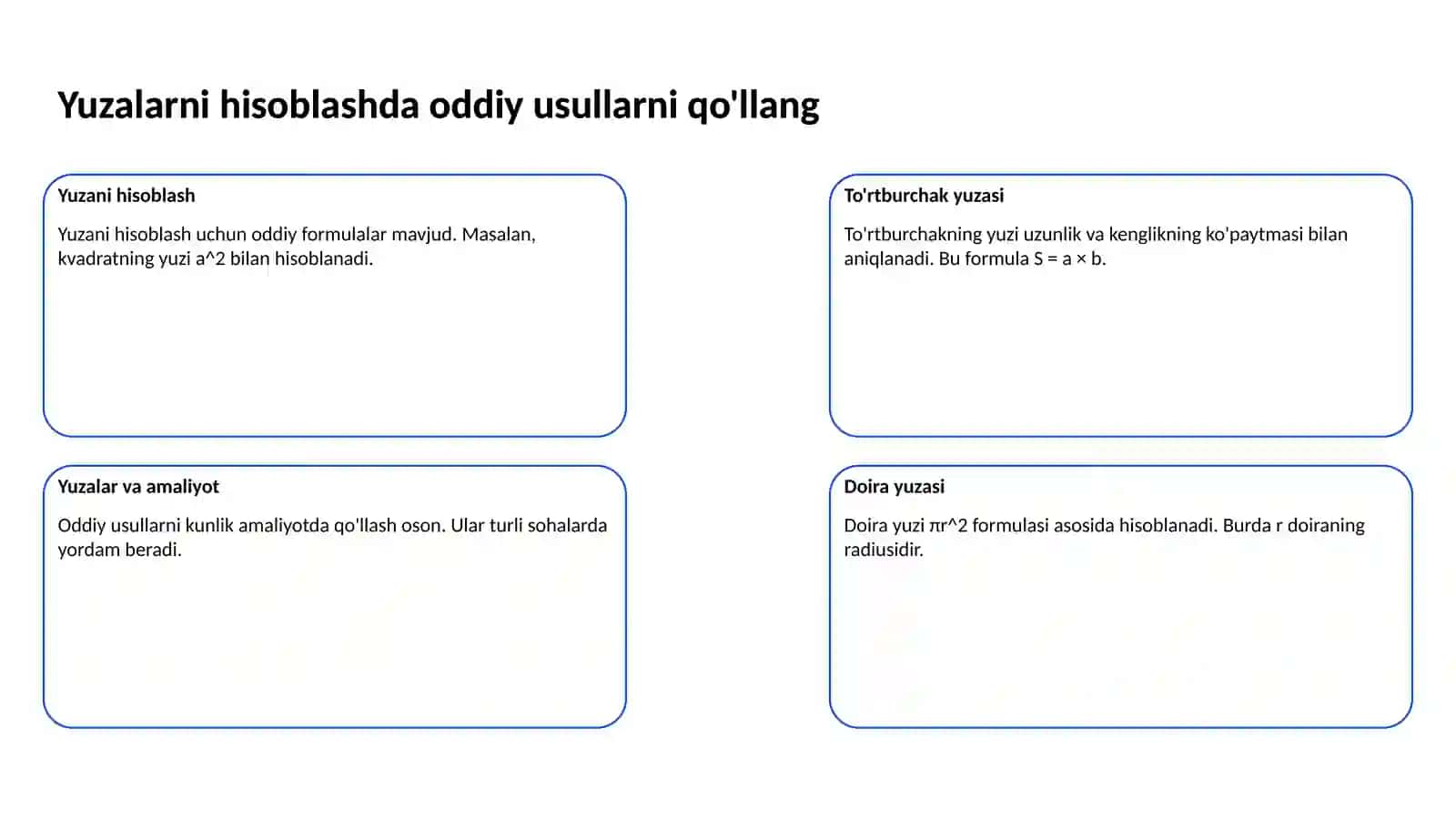 Yuzalarni hisoblashga doir masalalar yechish metodikasi 3