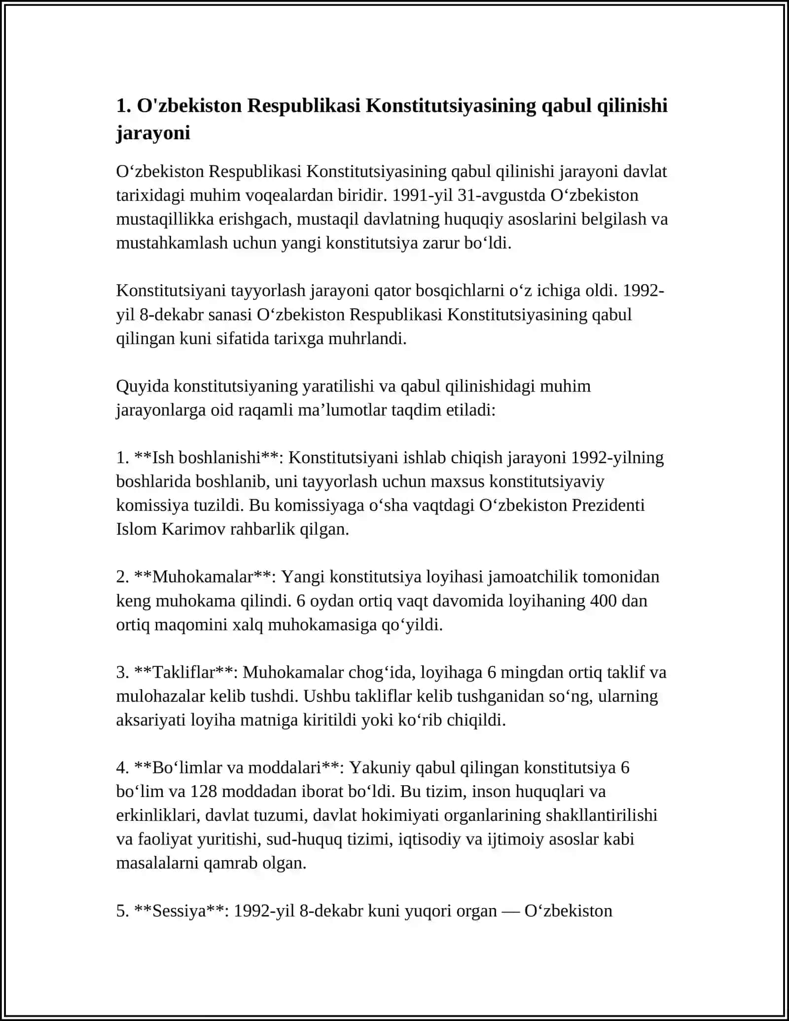 O‘ZBEKISTON RESPUBLIKASI KONSTITUTSIYANING QABUL QIILINISHI VA UNING TARIXIY AHAMIYATI 3
