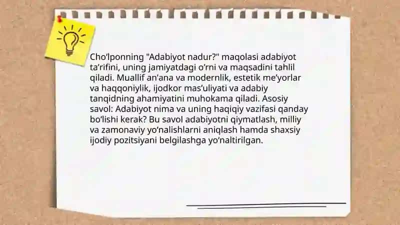 "Adabiyot nadur?" maqolasi 3