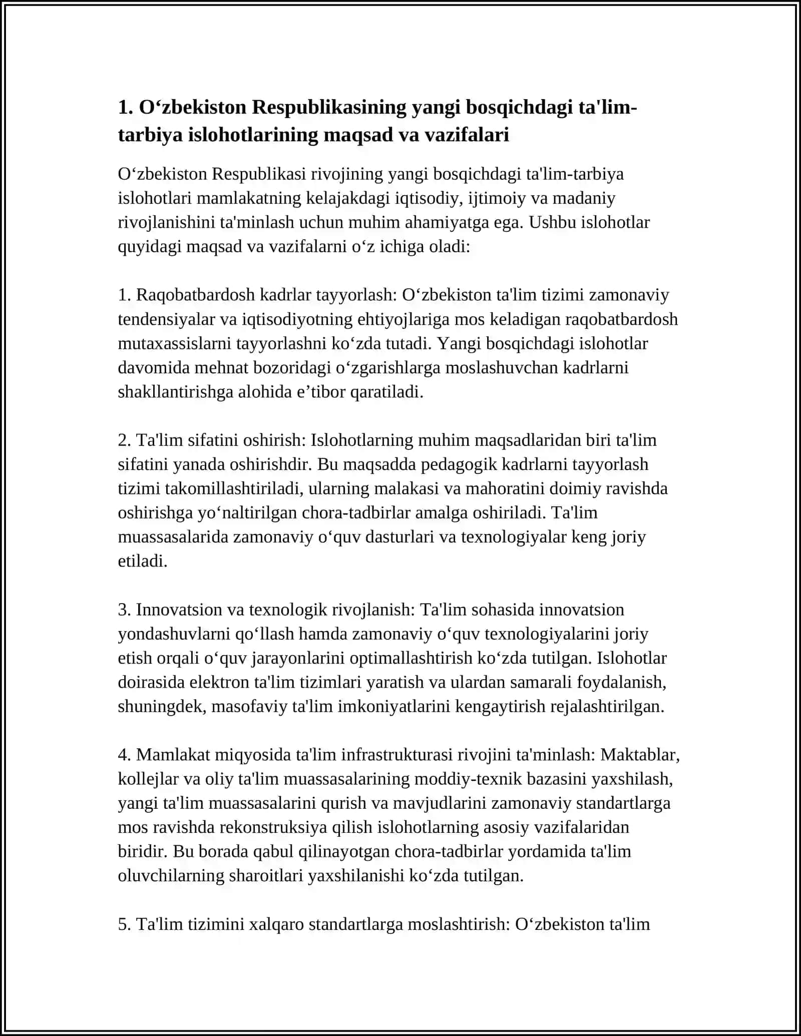 Oʻzbekiston Respublikasining yangi bosqichdagi ta'lim-tarbiya islohotlari 3