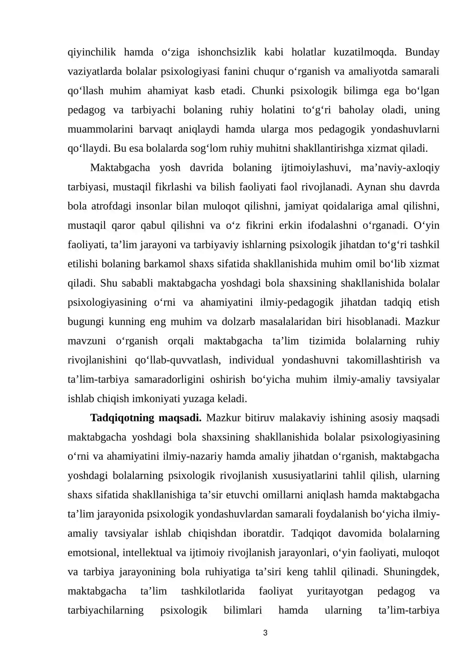 Maktabgacha yoshdagi bola shaxsining shakllanishida bolalar psixologiyasining o'rni va ahamiyati 3