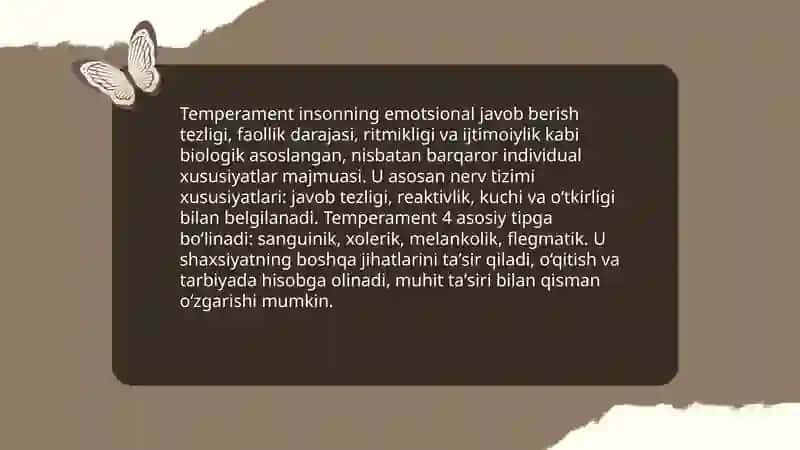 Shaxsning individual xususiyatlari. Temperament 3