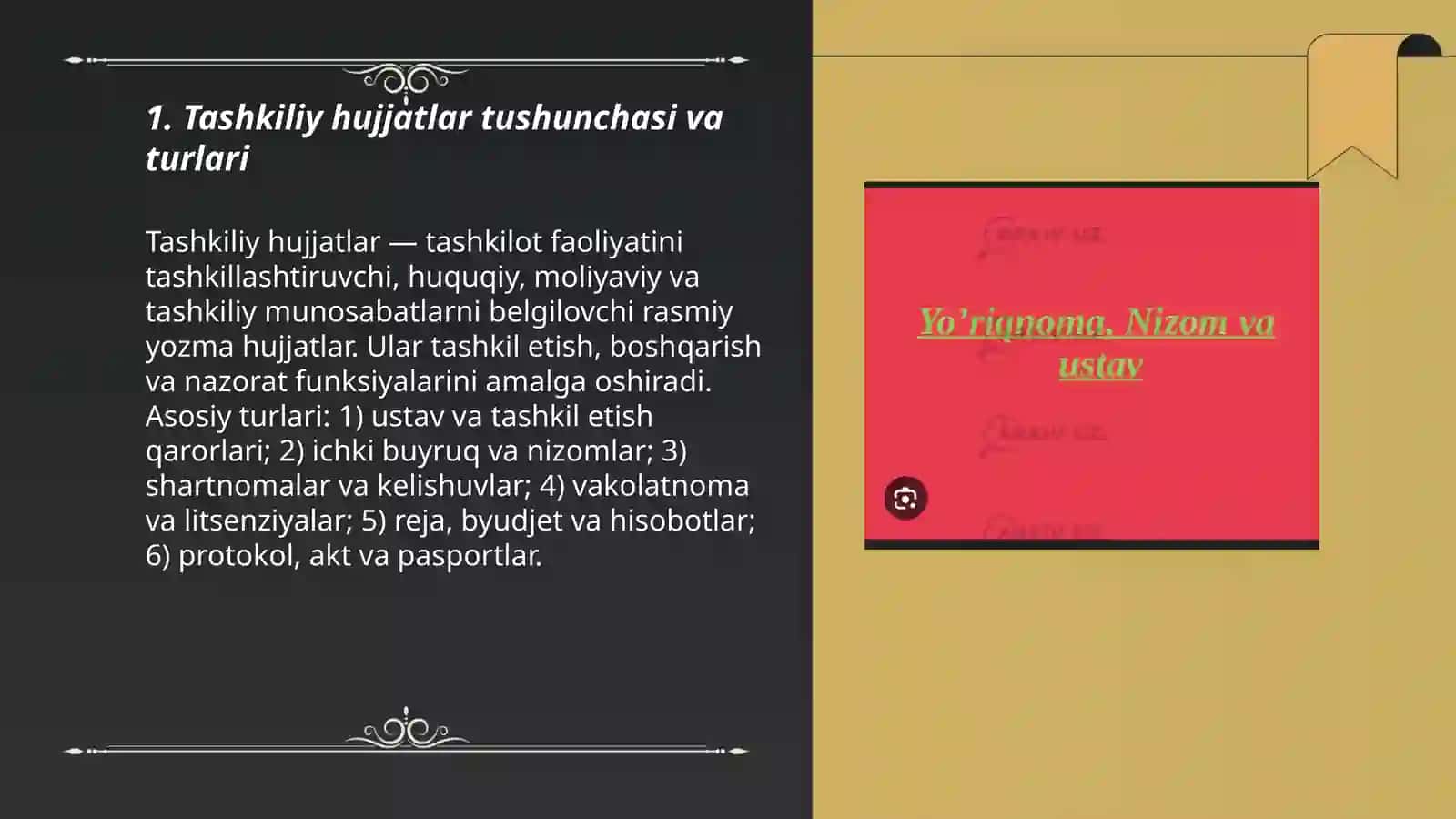 Tashkiliy hujjatlar. Guvohnoma 3