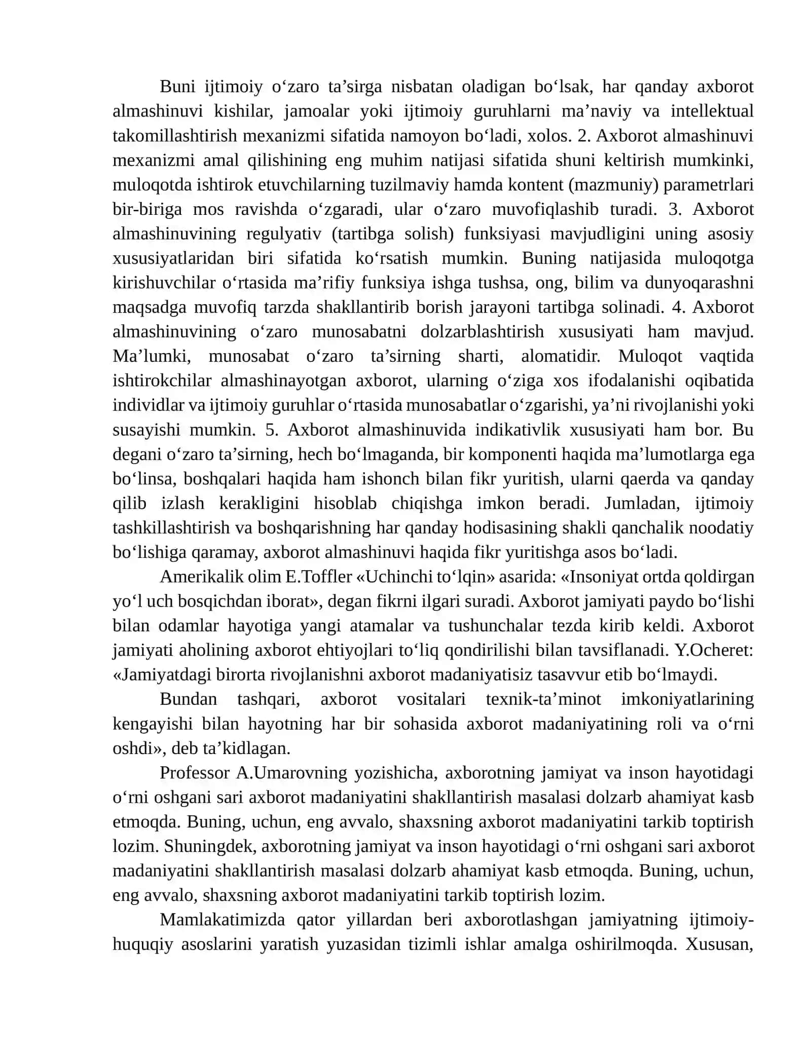 Axborotning jamiyat rivojidagi o‘rni va ahamiyati 3