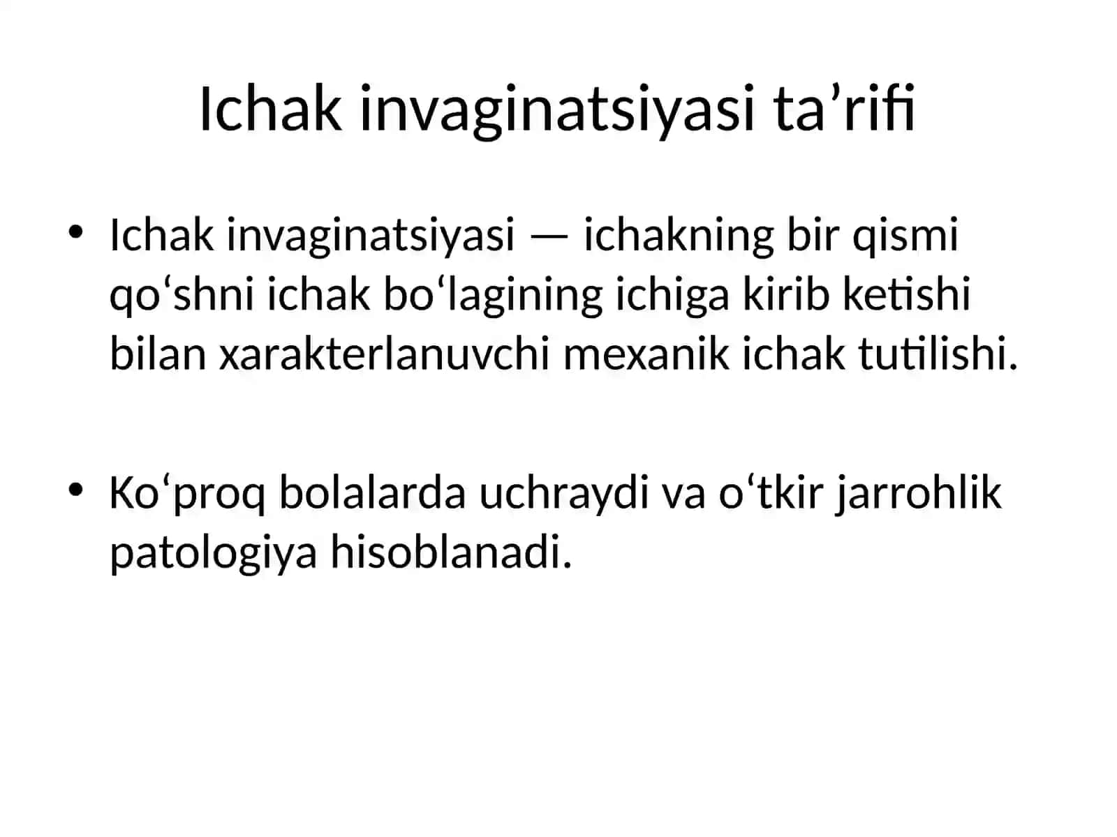 Ichakning invaginatsiyasi va spastik ichak tutilishi 3