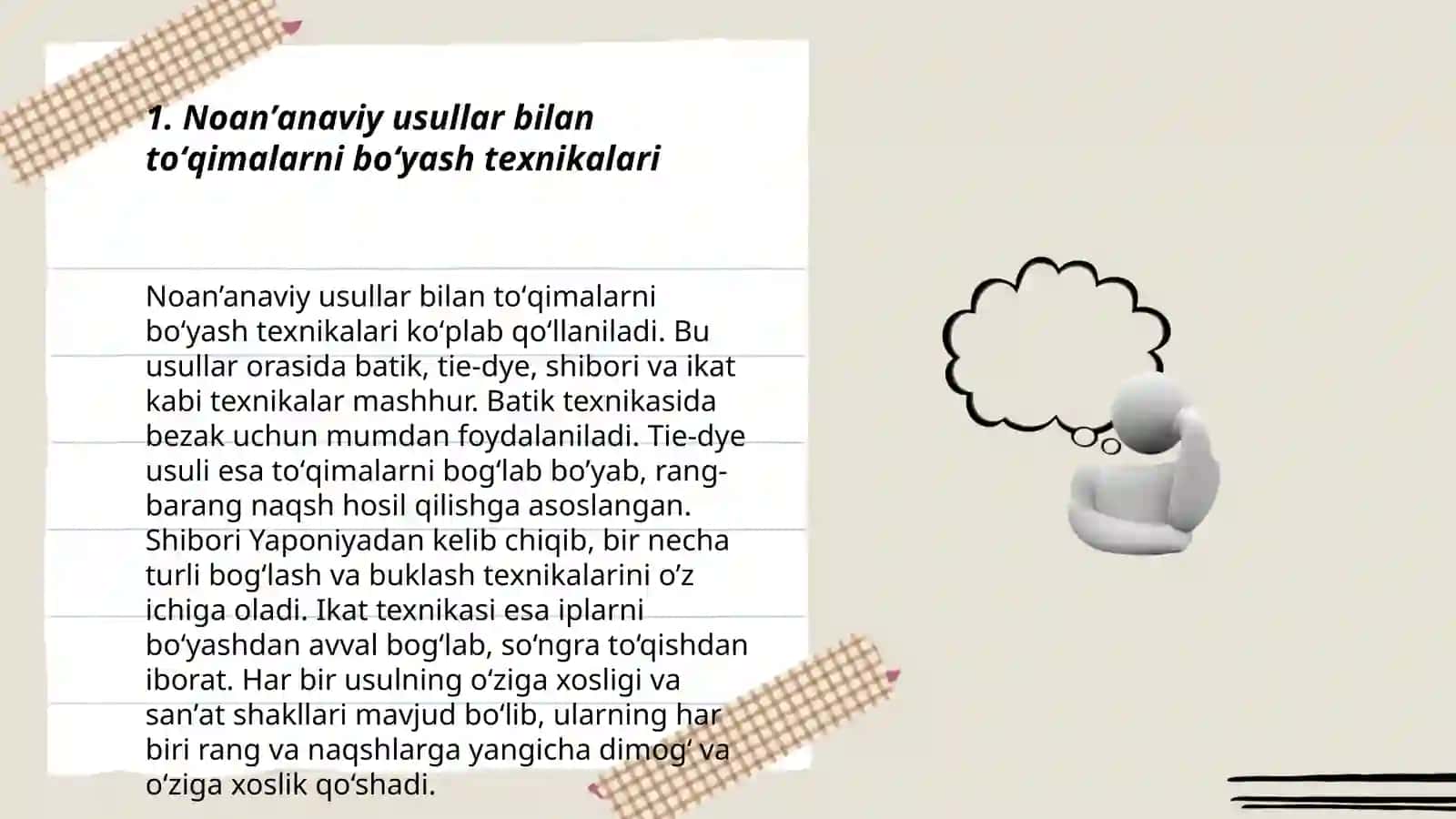 Noanʼanaviy usullar bilan toʻqimalarni boʻyash texnikalari 3