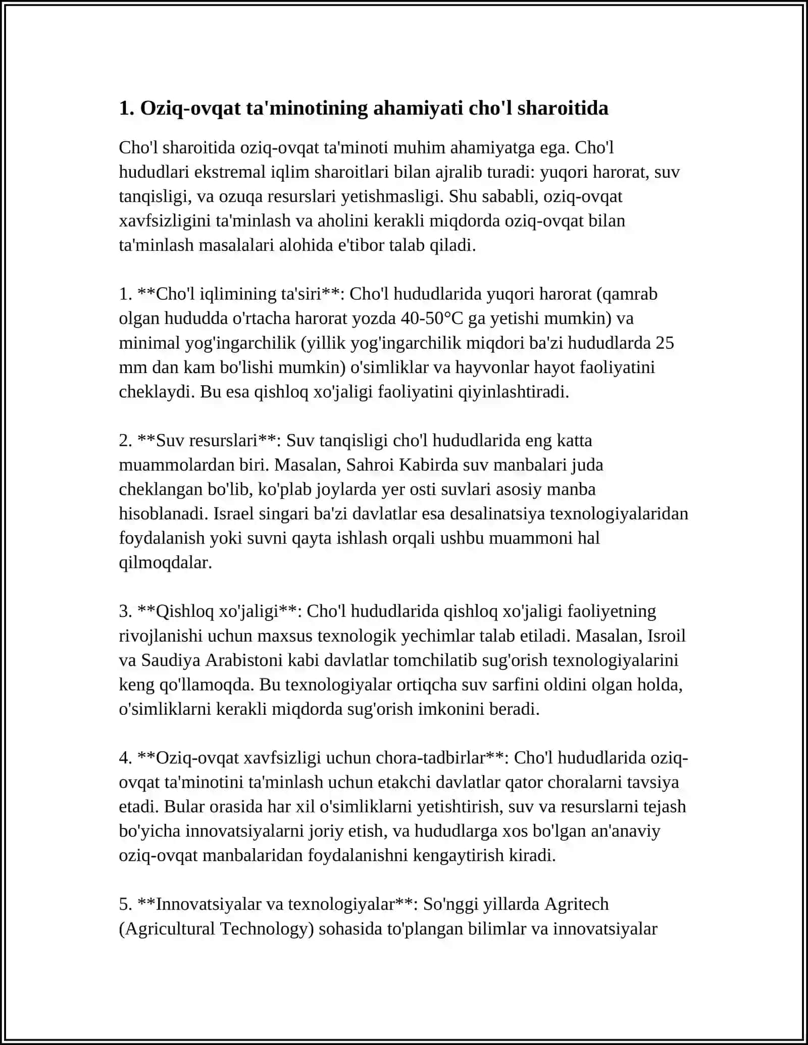 ARTILLERIYA HARBIY QISMI CHOʻL SHAROITLARIDAGI JANGOVAR HARAKATLARINING OZIQ-OVQAT TAʼMINOTI REJALASHTIRISH VA TASHKILLASHTIRISH 3