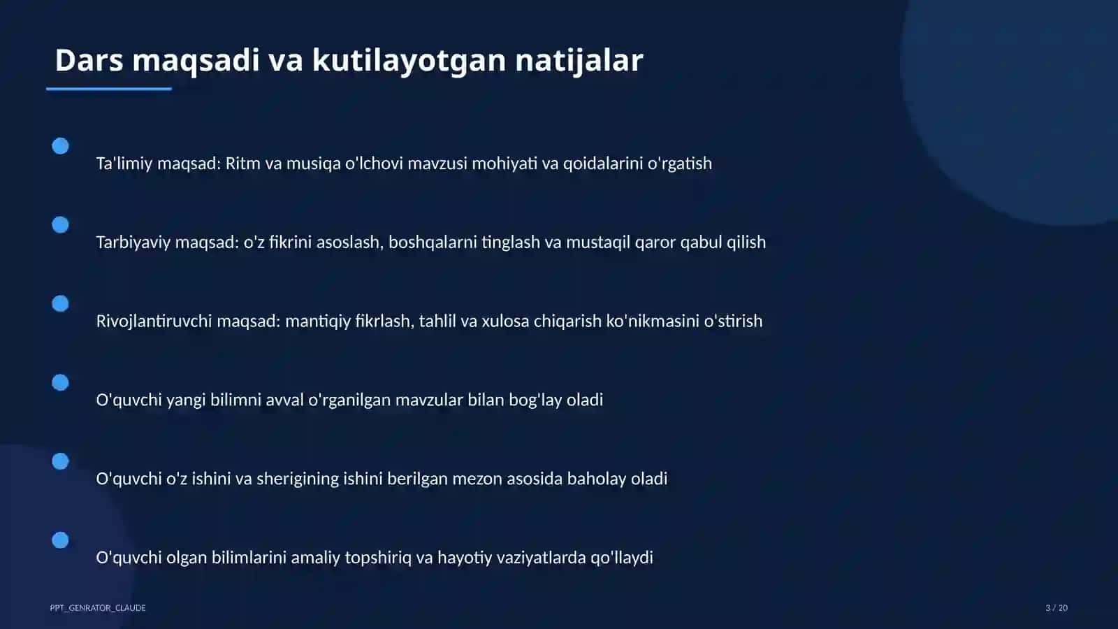 Ritm va musiqa o'lchovi (3-sinf) 3