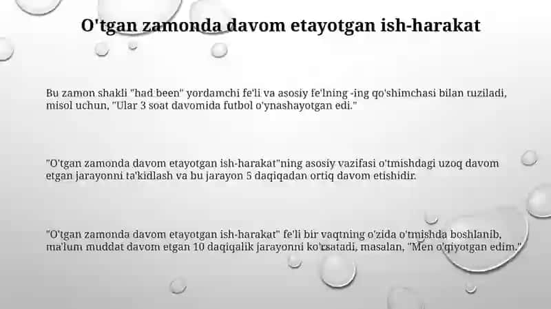 O'tgan zamonda davom etayotgan ishlar 3