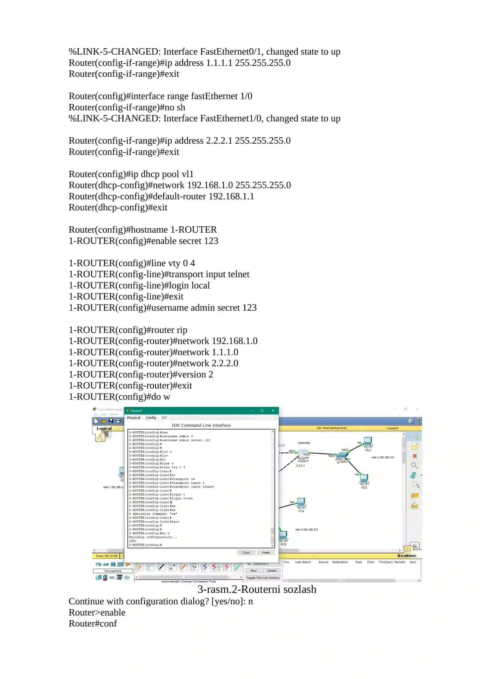 Cisco routerida dinamik marshrutlashni sozlash 3