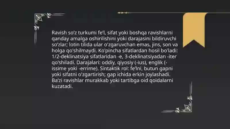 Ravish so'z turkumi lotin tili fanidan 3