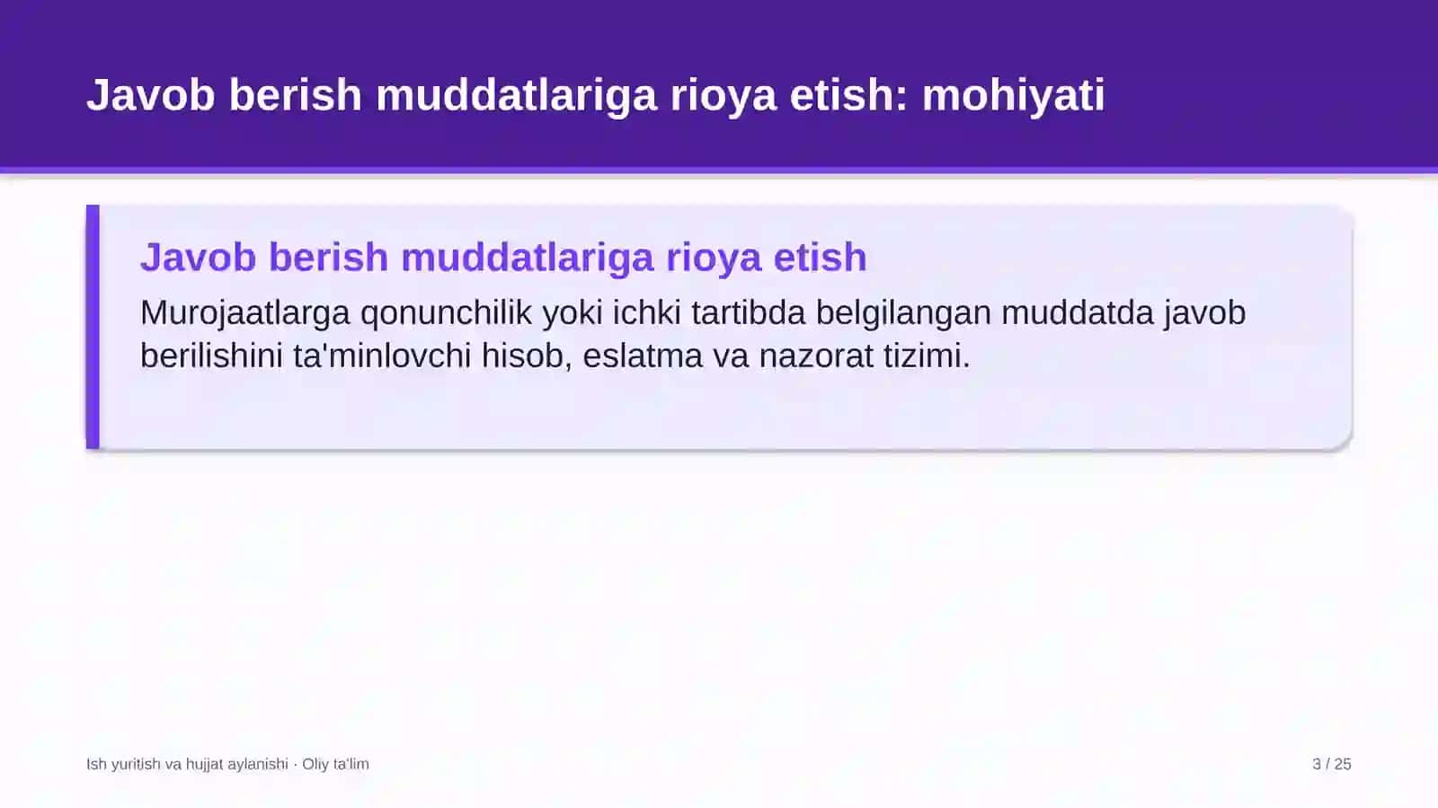 tuyachilikda murojaatlarga javob berish muddatlariga rioya etish 5758 3