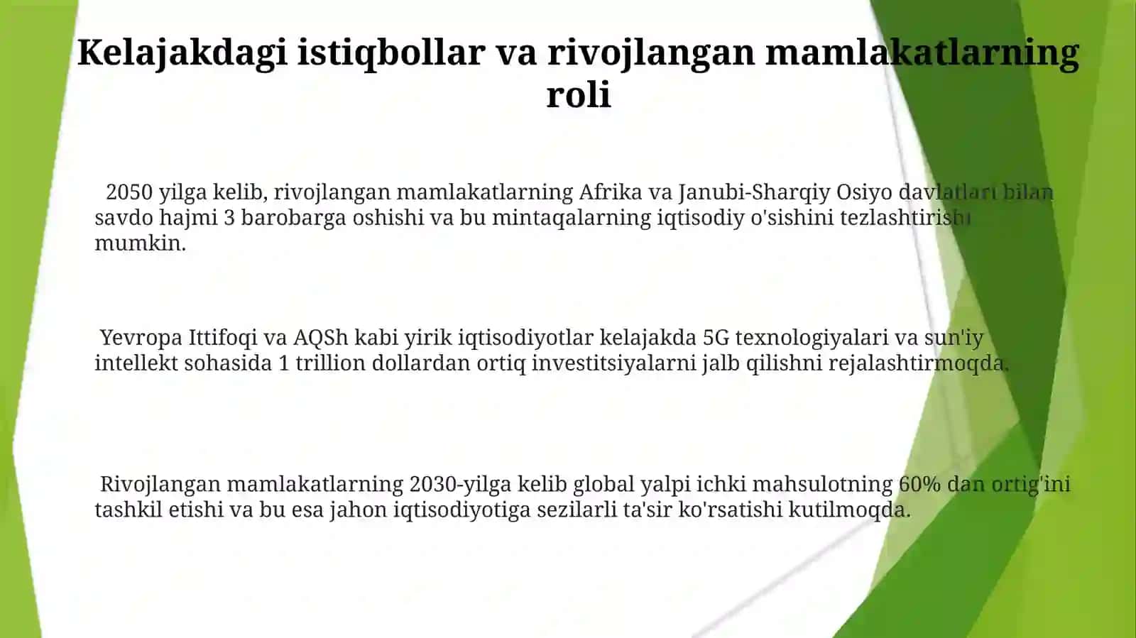Jahon xo'jaligida rivojlangan mamlakatlarning tutgan o'rni 3