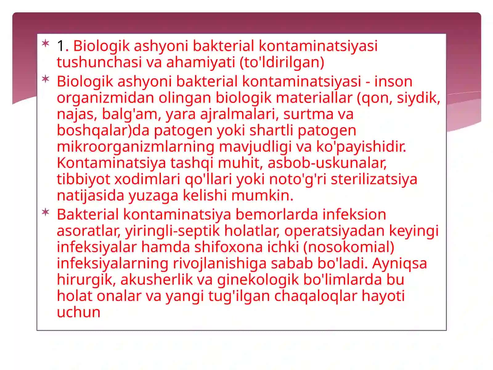 Biologika shyoniy bakterial kontaminatsiyasi tushunchasi va ahamiyati 3