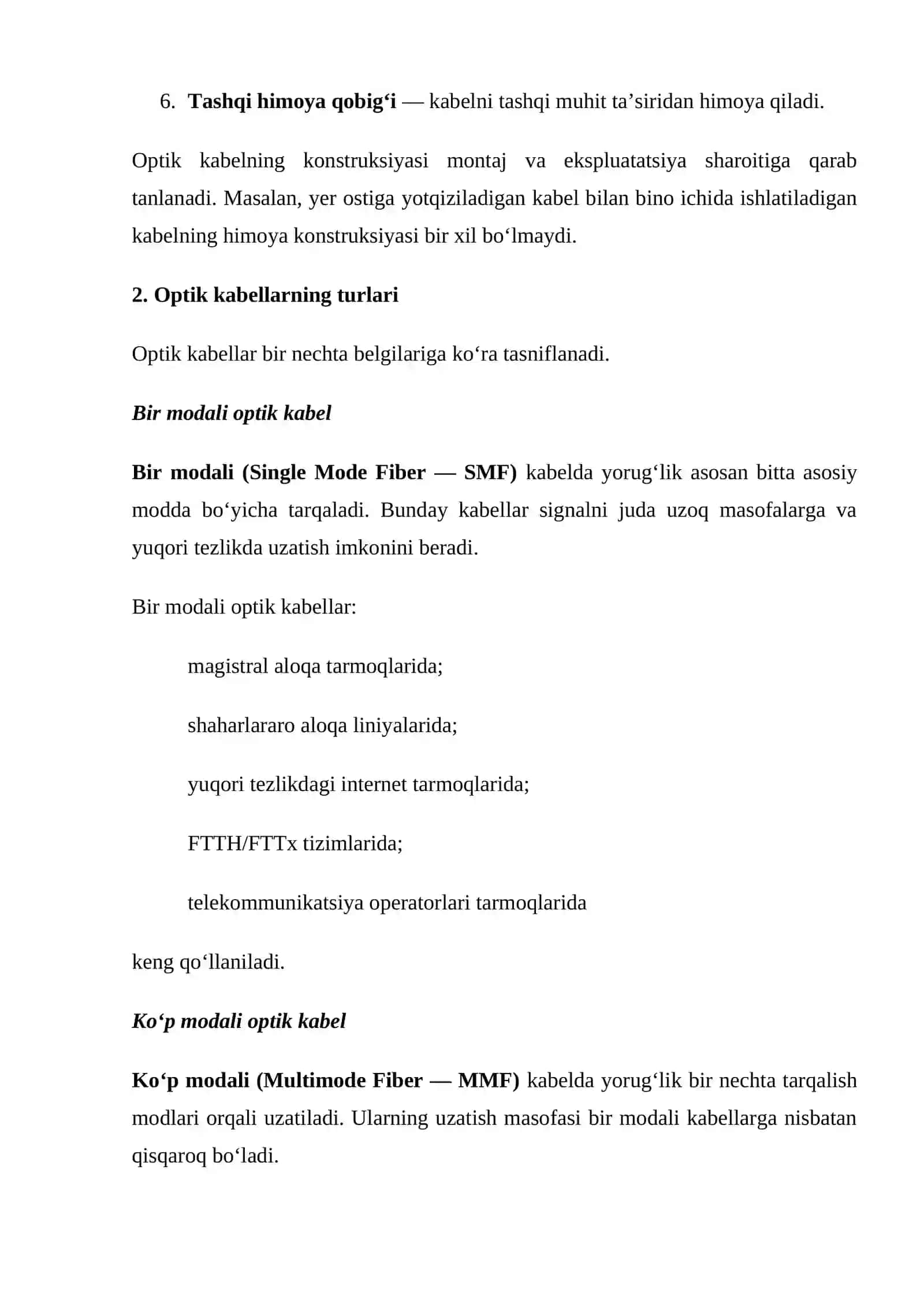 Optik kabelni montaj qilish va ularda ishlatiladigan jihozlarni o‘rganish 3