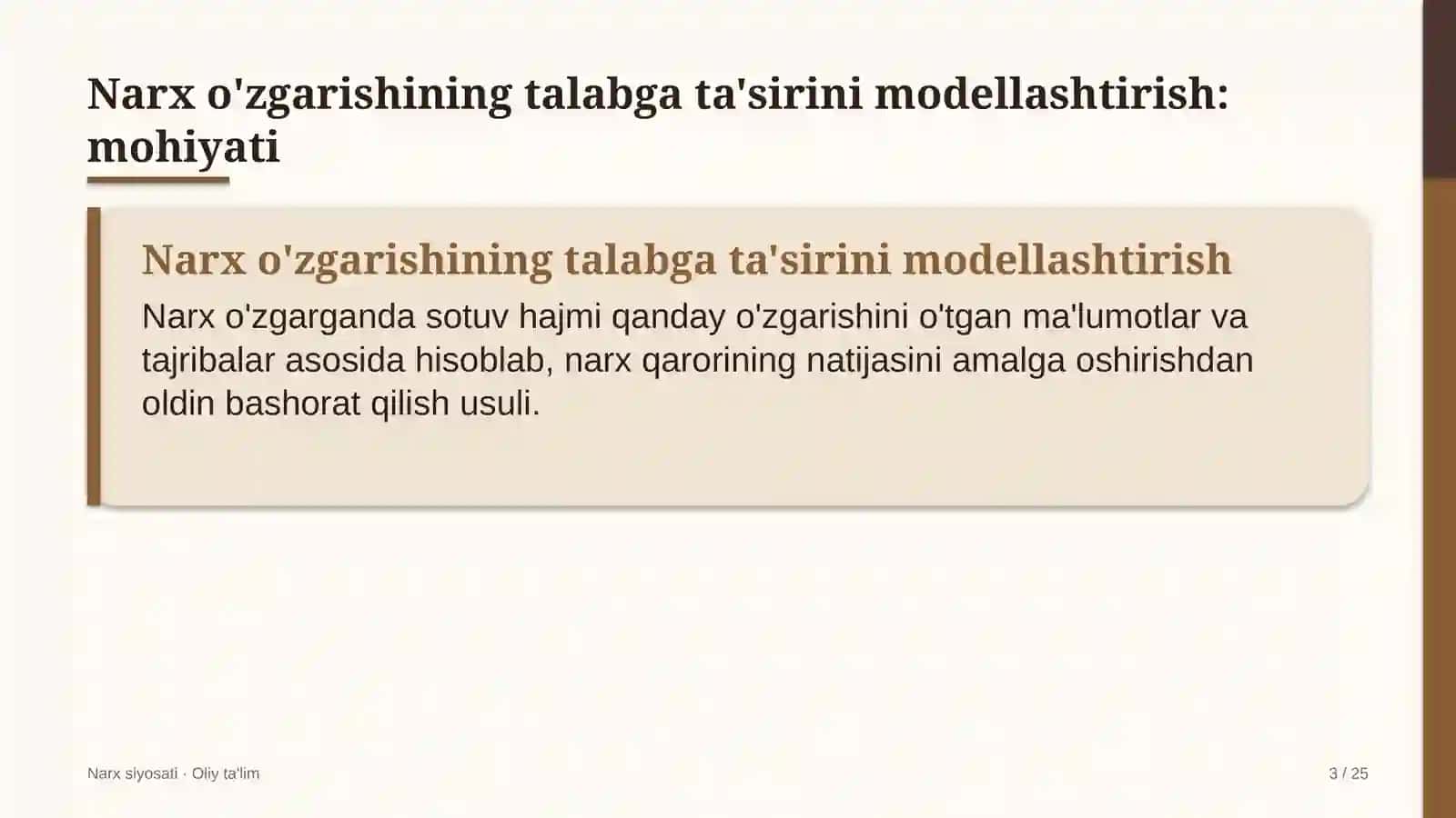 dorixonalarda narx o'zgarishining talabga ta'sirini modellashtirish 8169 3
