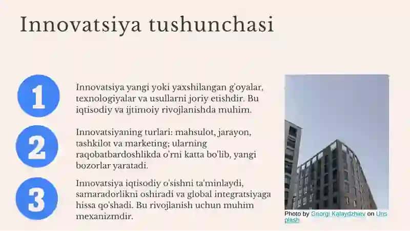 Innavatsiyalar turlari va ularning iqtisodiyotda roli 3