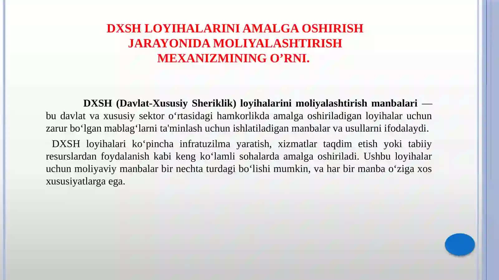 Davlat-Xususiy Sheriklik loyihalarini moliyalashtirish 3