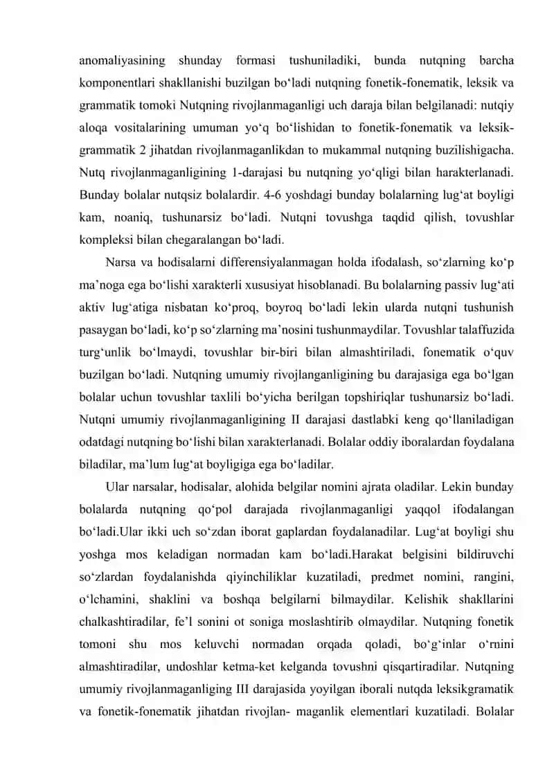 TOVUSH KAMCHLIGIGA EGA BO‘LGAN BOLALAR BILAN OLIB BORILAYOTGAN KORREKSION ISHLAR BO‘YICHA AMALIY ISHLAR.BOLALARDA GRAMMATIK KO‘NIKMALAR HOLATINI O‘RGANISH UCHUN TEKSHIRISH TOPSHIRIQLARINI TANLASH. 3