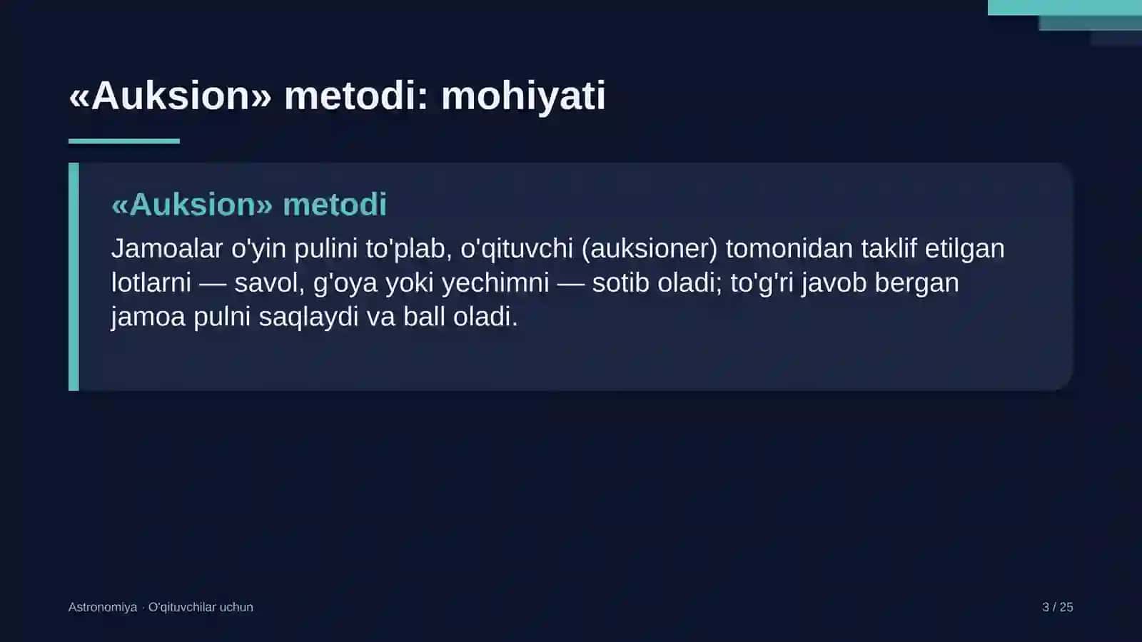 astronomiya darslarida auksion metodidan foydalanish 2615 3