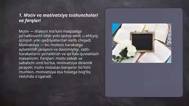 Moti va motivatsiya va hissiyotning namoyon boʻlishi 3